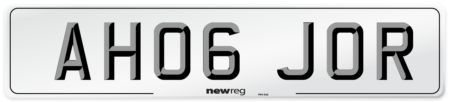 AH06 JOR Number Plate from New Reg